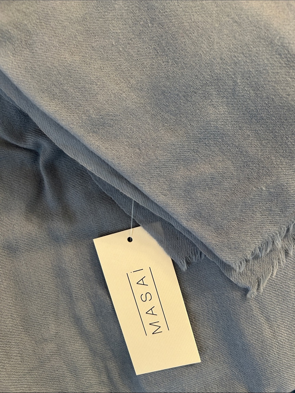 MASAI Light Blue Fringe Wrap Scarf